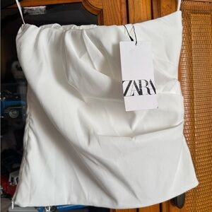 Zara White Satin-Look Cowl Neck Camisole